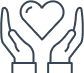 Hands holding a heart icon