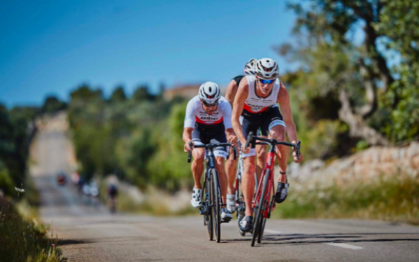 Group of cyclists on road