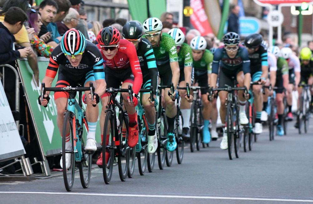 Pictured: Loughborough College student Liam Davies (in red with white-framed glasses) in action
