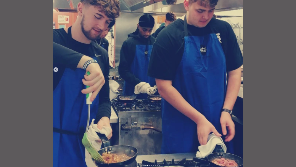 NFL Academy students in the Radmoor kitchens