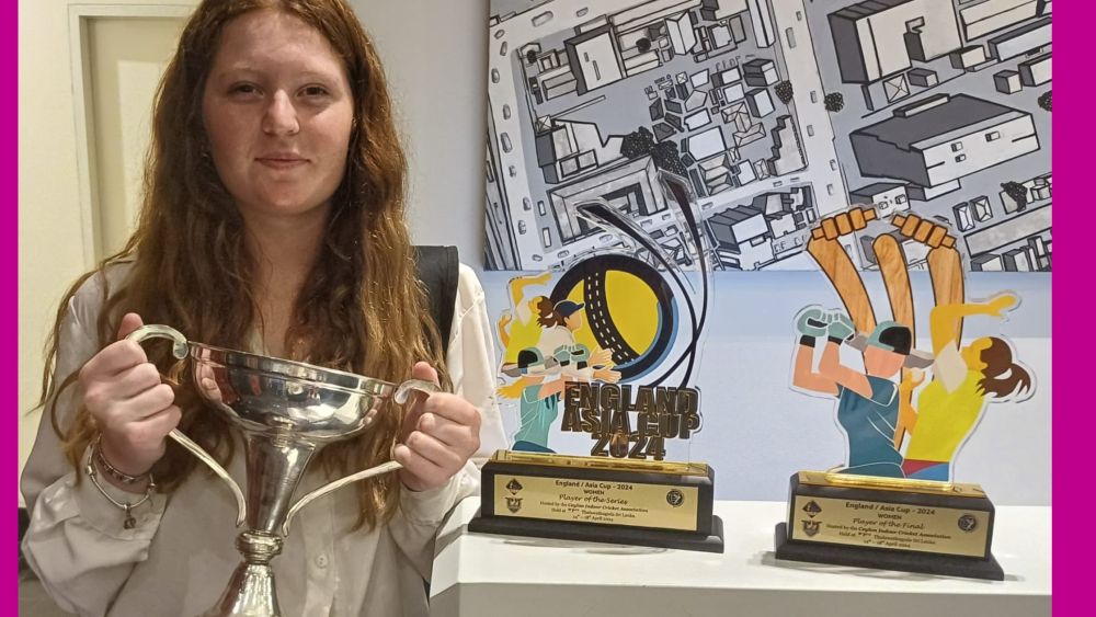 Cricketer D'Nica Roff with her trophies