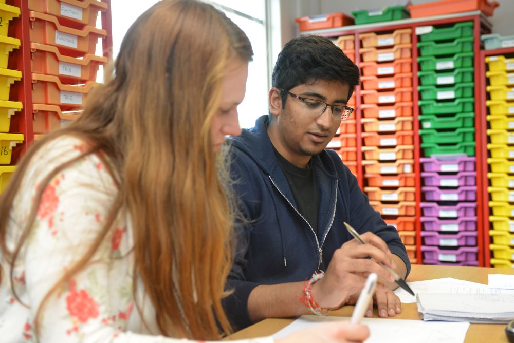 A Level Maths students working in classroom